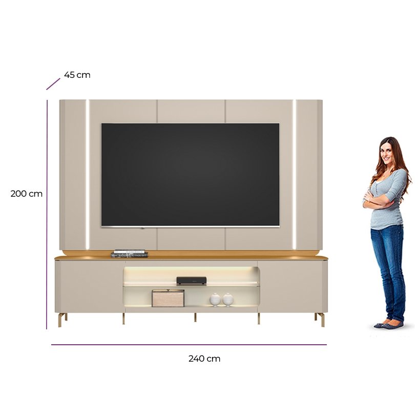 Painel + Rack Santorini Off White/Tauari Fosco – LINEA BRASIL - Imagem 6