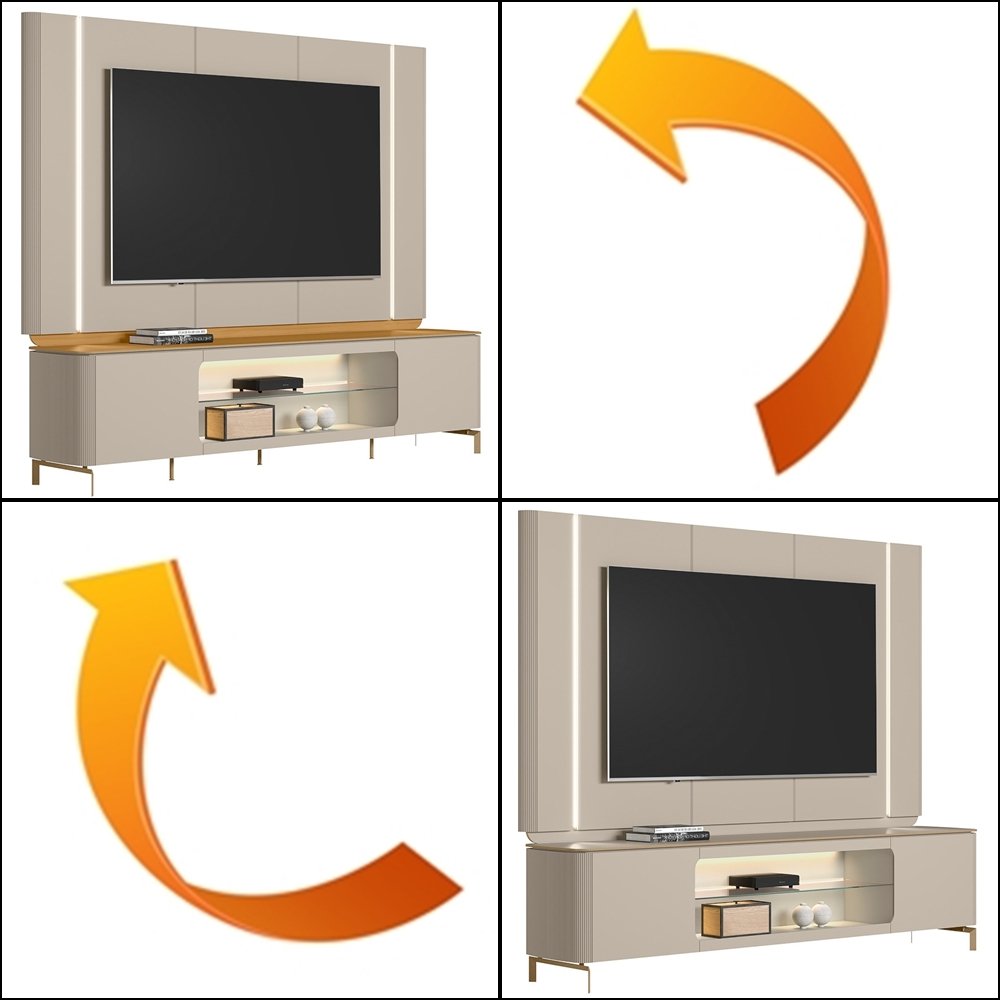 Painel + Rack Santorini Off White/Tauari Fosco – LINEA BRASIL - Imagem 2