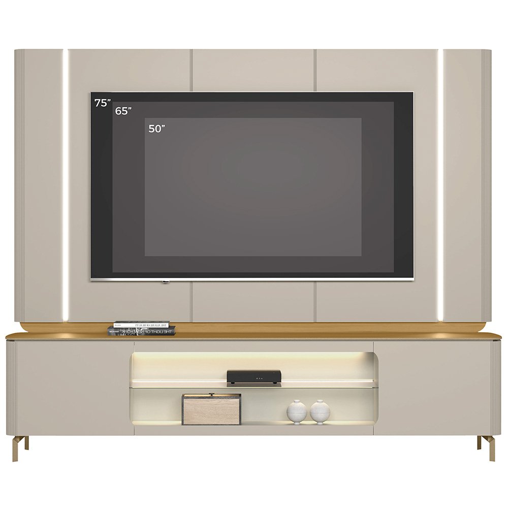 Painel + Rack Santorini Off White/Tauari Fosco – LINEA BRASIL - Imagem 7