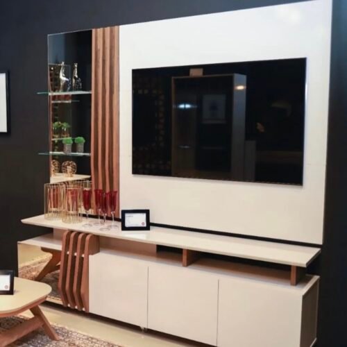 Alternative view of Painel + Bancada até 55" Donna Off White/Demolição - DJ MÓVEIS