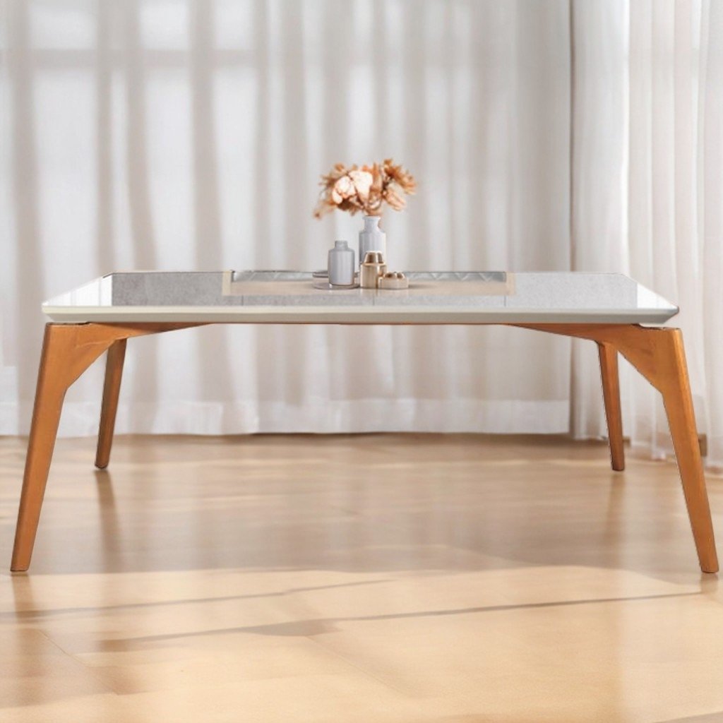 Mesa Tiradentes 120 Imbuia Natural/Vidro Off White - MARKA MÓVEIS