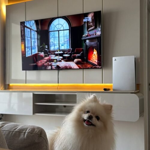 Alternative view of Painel Home ate 75" Zurique Tauari/Off White Brilho - LINEA BRASIL