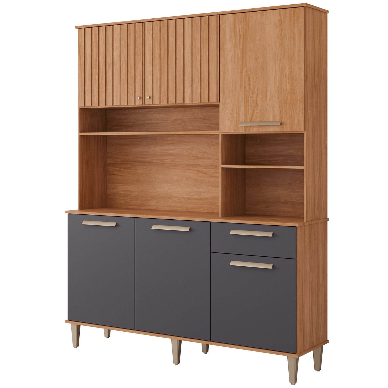 Kit Cozinha 6 Portas Mila 1,51 m Cinamomo/Titanium - MGM MÓVEIS - Imagem 3