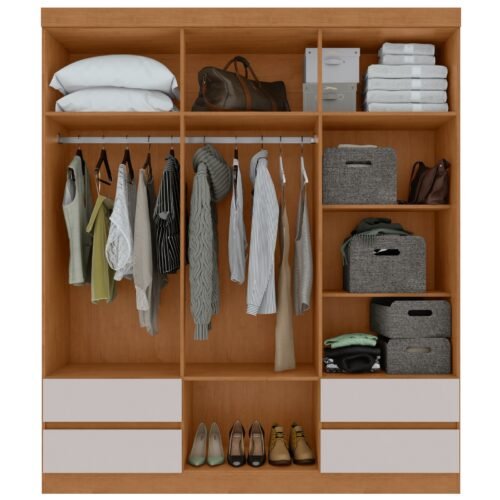 Alternative view of Guarda-Roupa 6 Portas Zeus 1,77 m Amêndoa Clean/Off White - LOPAS