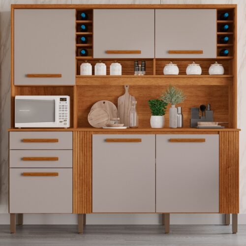Kit de Cozinha Catar 2,00 m Cinamomo/Off White - SALLETO