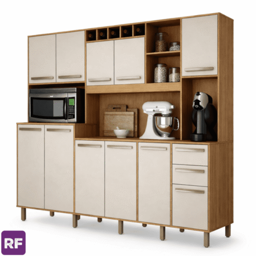 Armário de Cozinha 2,18m Petra Cinamomo/Off White - Valdemóveis