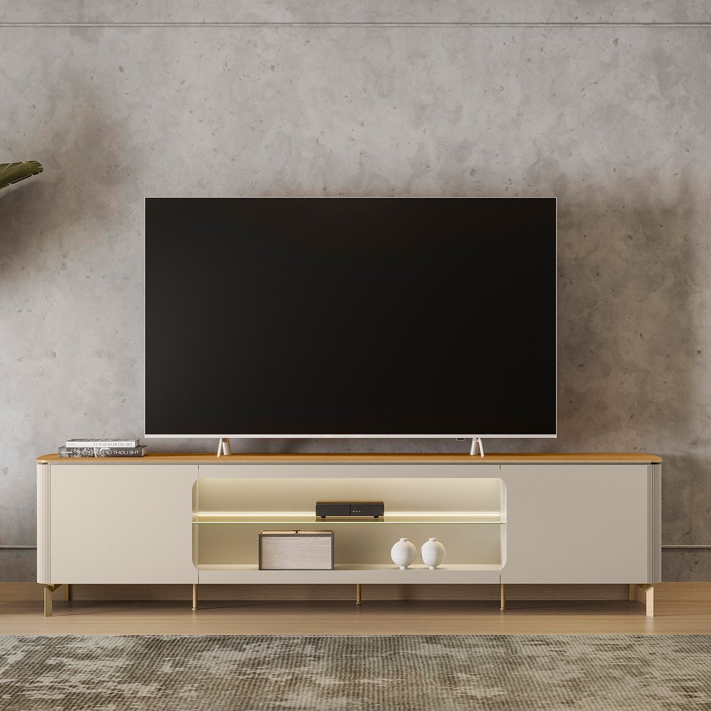 Rack ate 85" Santorini Off White/Tauari Fosco - LINEA BRASIL - Imagem 10