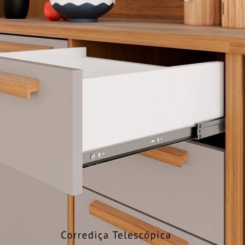 Balcão de Cozinha 1,20m Flórida Cinamomo/Off + Aéreo Ripado 1,20m Flórida Cinamomo/Off com Porta Basculante - Sallêto - Imagem 8