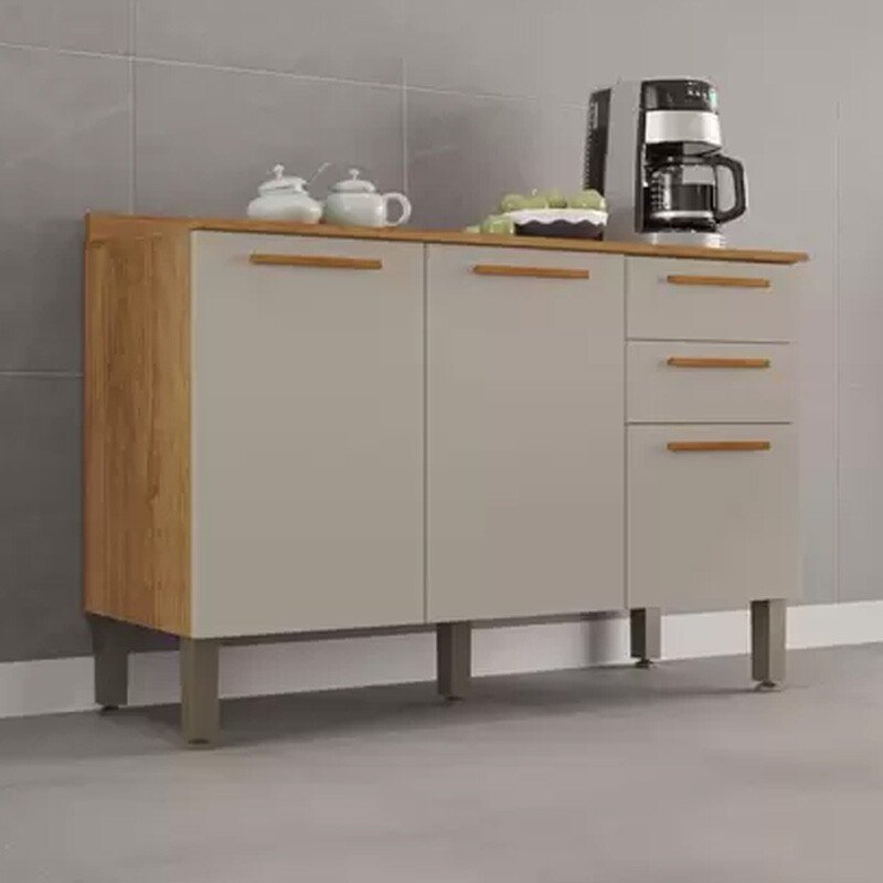 Balcão de Cozinha 1,20m New Valência Cinamomo/Off White - Sallêto