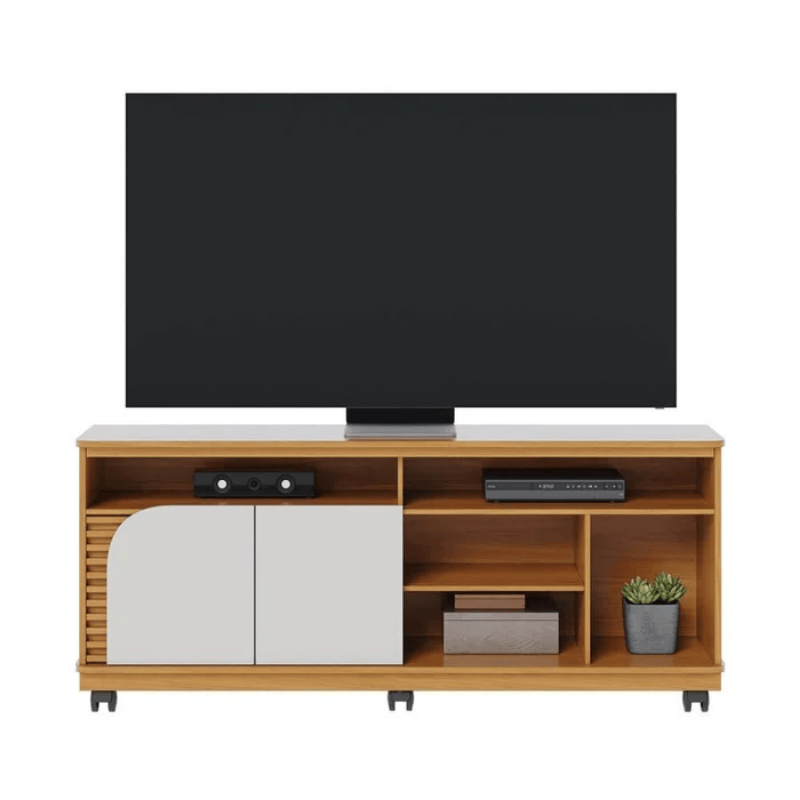 Rack Bancada 1,50m Jurerê Naturale/Off White Mate para TV até 65" - Colibri - Imagem 2