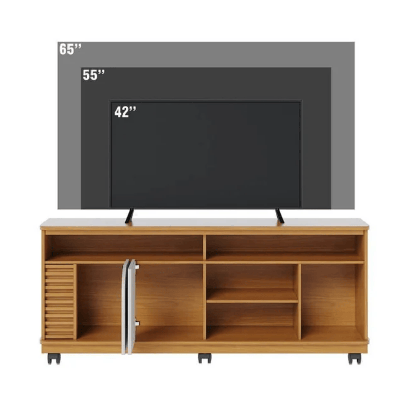 Rack Bancada 1,50m Jurerê Naturale/Off White Mate para TV até 65" - Colibri - Imagem 3