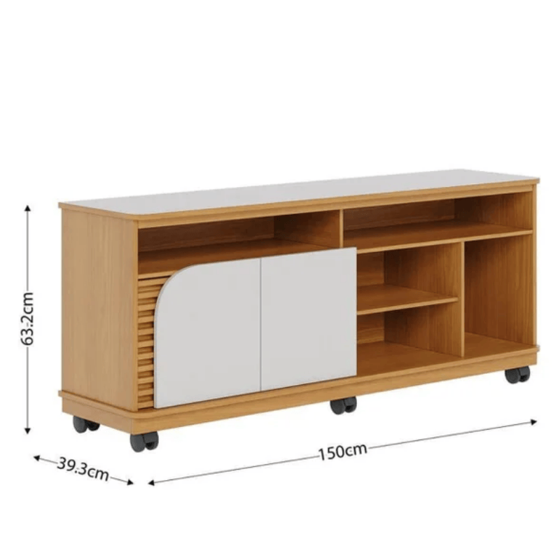 Rack Bancada 1,50m Jurerê Naturale/Off White Mate para TV até 65" - Colibri - Imagem 4