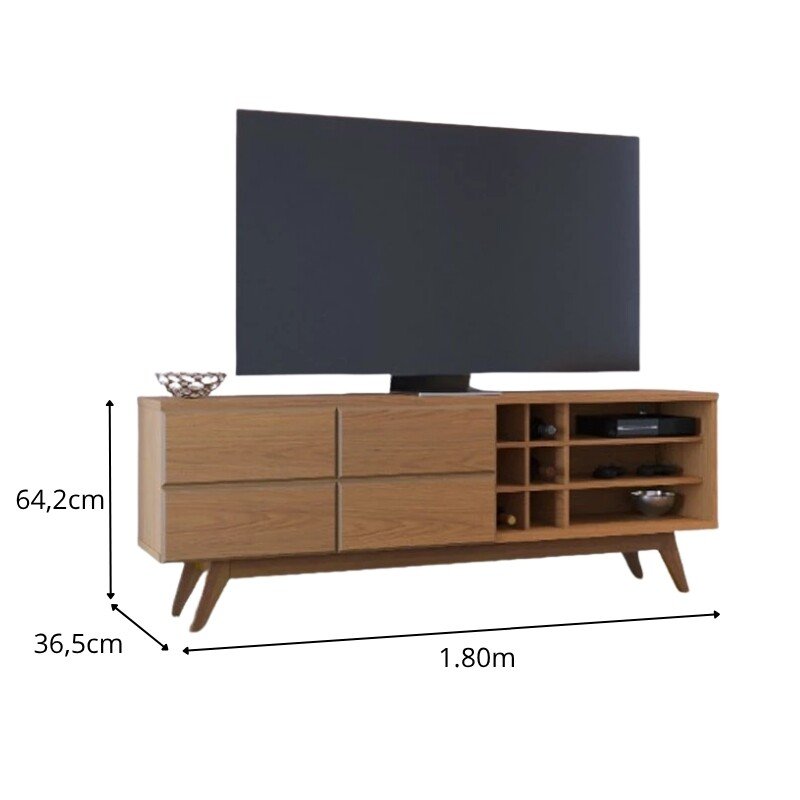 Bancada 1,80m Noronha Freijó Para TV até 70" - Colibri - Imagem 5