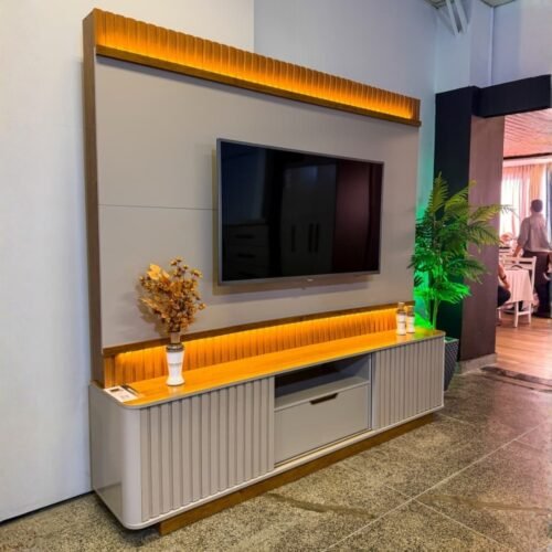 Home até 85" Atena Off White/Cinamomo - JCM MOVELARIA