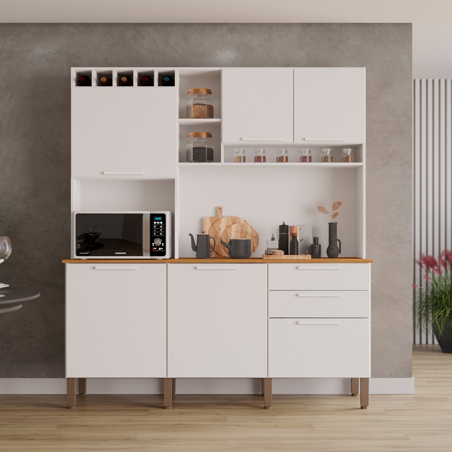 Kit Cozinha New Topázio 1,65 m Branco - SALLÊTO - Imagem 6