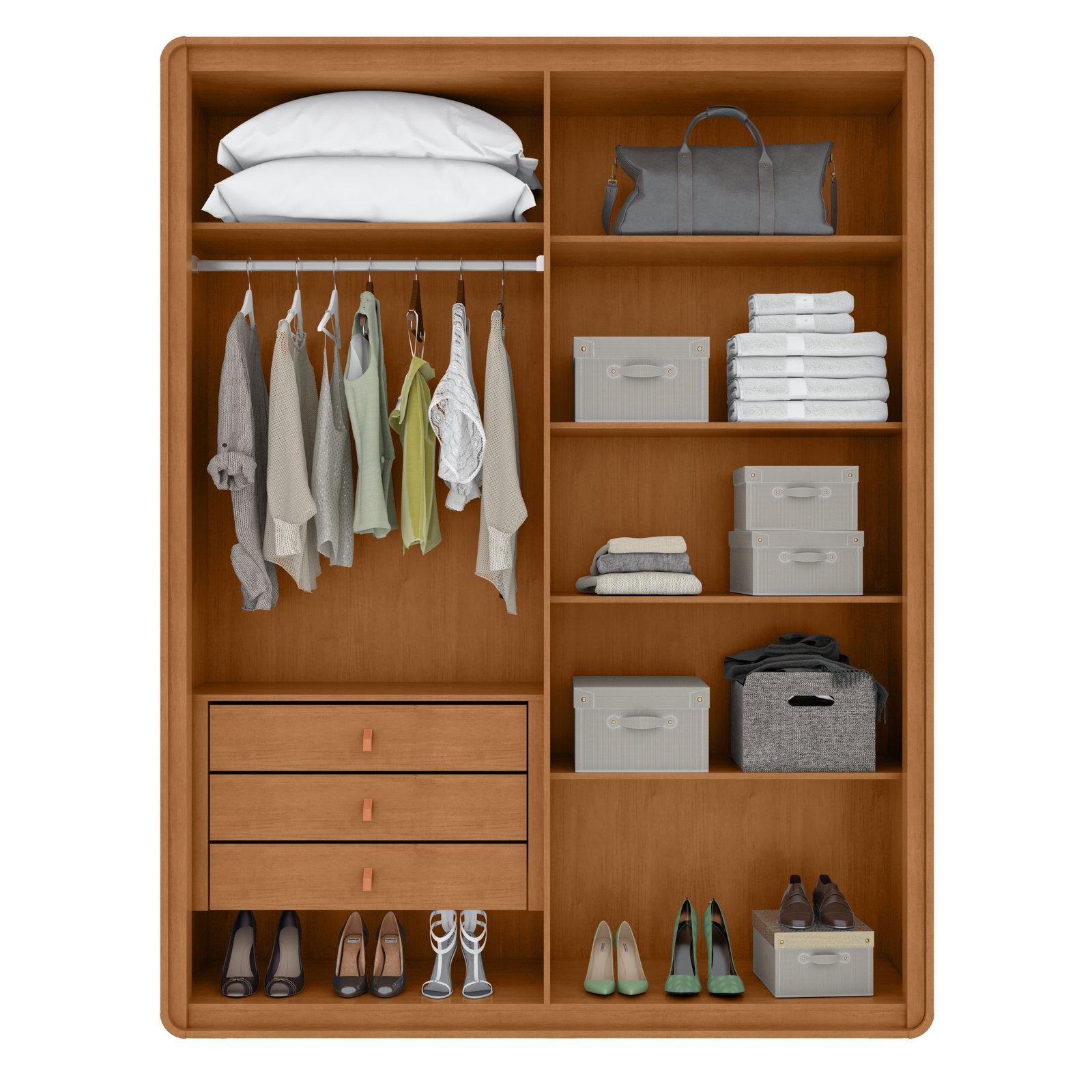 Guarda-Roupa 4 Portas Loop 1,84 m Amêndoa Clean/Off White - LOPAS - Imagem 2