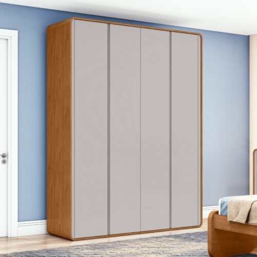 Guarda-Roupa 4 Portas Loop 1,84 m Amêndoa Clean/Off White  - LOPAS