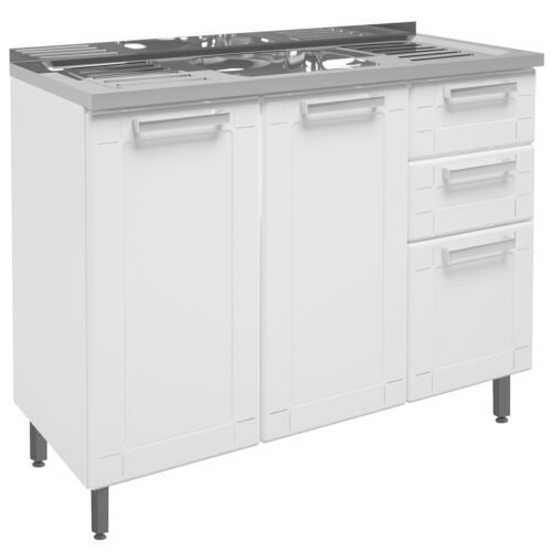 Balcao 2 Gavetas Multipla 6015590 Branco + Tampo Pia - BERTOLINI