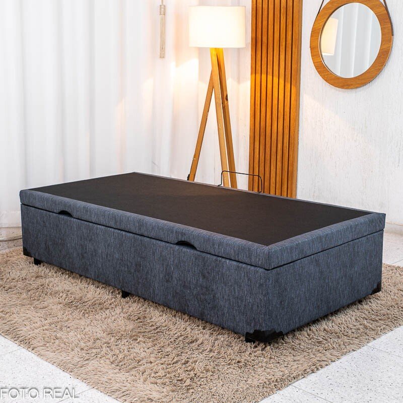 Base Box Baú Solteiro Confort Linho Petróleo Blindado 88x188x45 - Issacar - Imagem 3