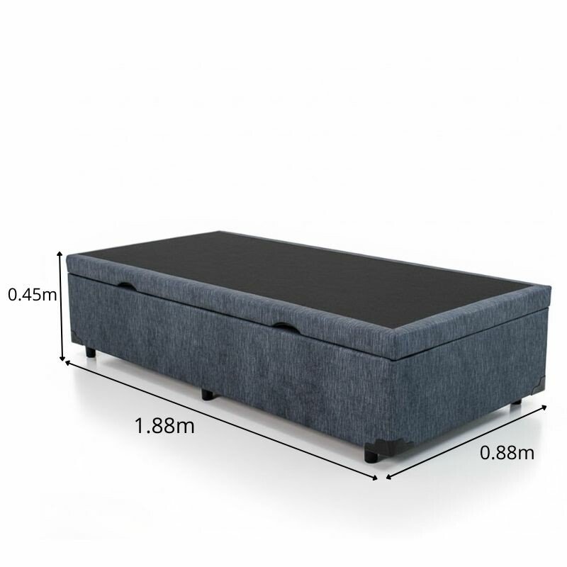 Base Box Baú Solteiro Confort Linho Petróleo Blindado 88x188x45 - Issacar - Imagem 2