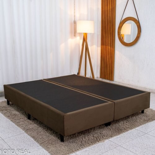 Base Box Queen Sued Marrom 158x198x37 cm - Ortobel