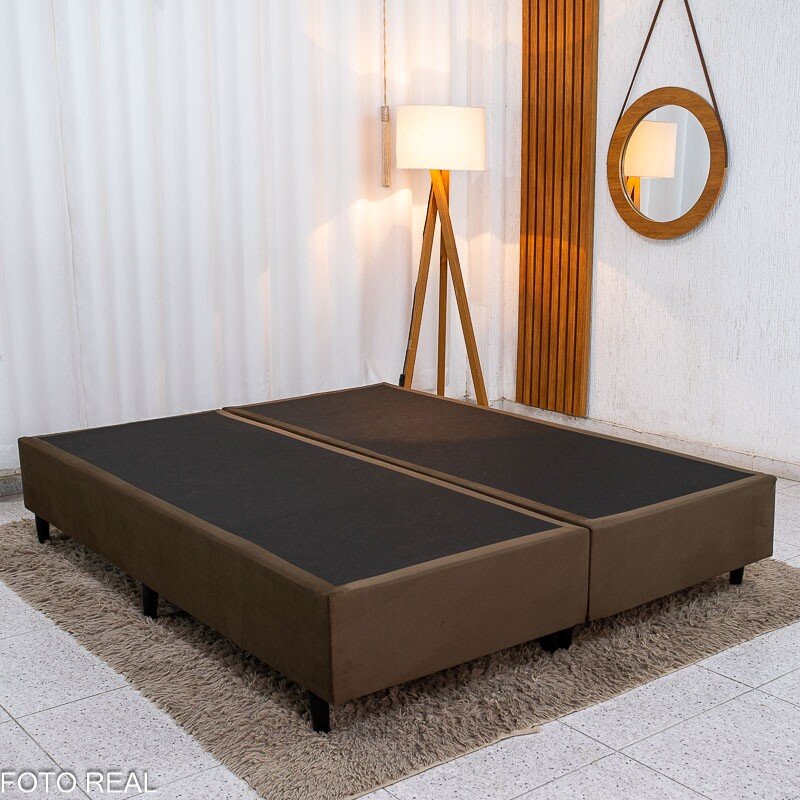 Base Box Queen Sued Marrom 158x198x37 cm - Ortobel