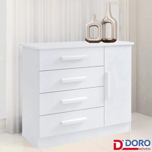 Cômoda 1,10m Firenze Branco 4 Gavetas e Sapateira - D Doro