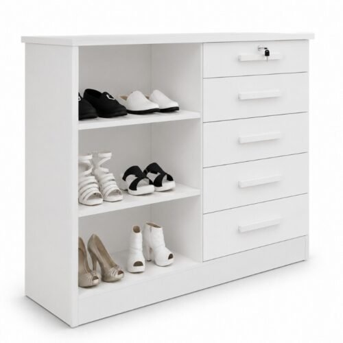 Alternative view of Cômoda 1,36m New Athos Branco 5 Gavetas e Sapateira - D Doro