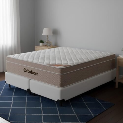 Colchão Queen Airtech Springpocket 25 cm D26 Molas Ensacadas + Base Simples Corino Branco – ORTOBOM + BIOSTAR
