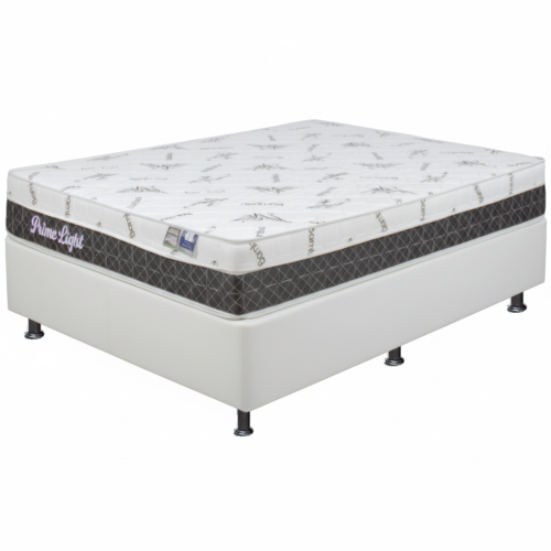 Alternative view of Colchão Casal Prime Light 26 cm D28 Molas Ensacadas + Base Simples Corino Branco – ORTHOPRIME + BIOSTAR