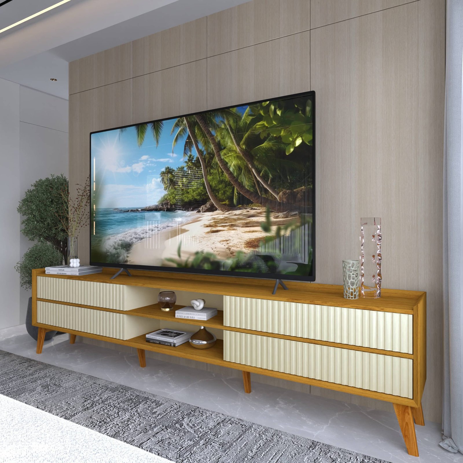 Rack ate 85" Magnifico Naturale/Off White - GELIUS