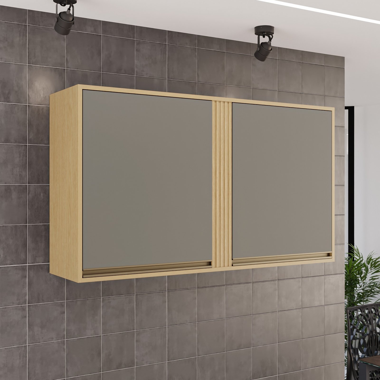 Armário Aéreo 2 Portas Pérola 1,20 m Jequitibá/Granizo - SALLÊTO