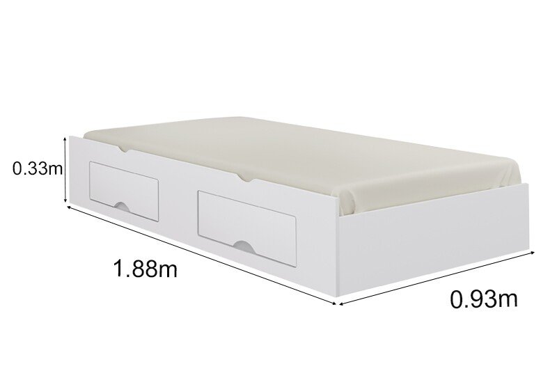 Cama Auxiliar Solteiro Box Plus Branca com 2 Gavetas 100% MDF - D Doro - Imagem 2
