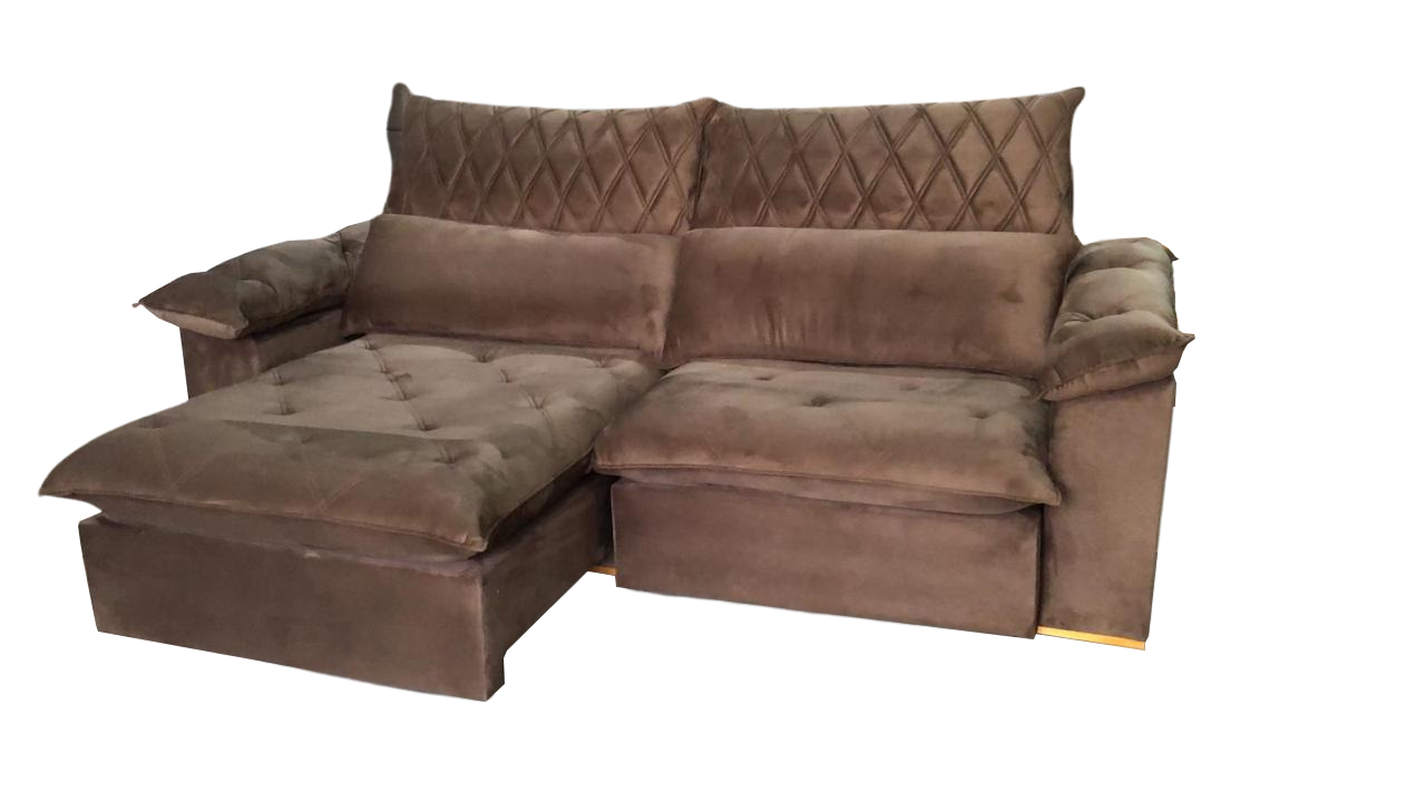 Sofá Retrátil e Reclinável Arezzo 2,50 m Veludo Marrom - ARJAN DECOR - Imagem 2
