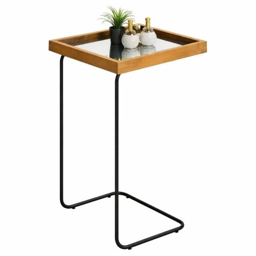 Alternative view of Mesa de Apoio Espelhada Lupus Amadeirado/Preto – DELINE DECOR