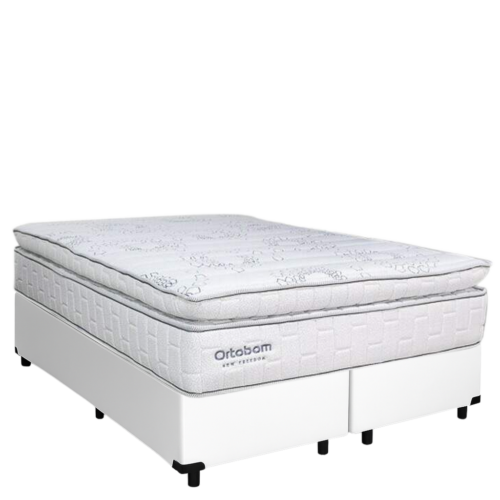 Alternative view of Colchão Queen New Freedom 32 cm D33 Molas Ensacadas + Base Simples Corino Branco – ORTOBOM + ALTO NÍVEL