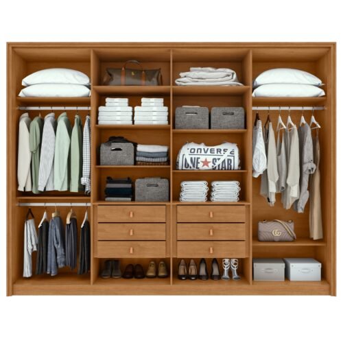 Alternative view of Guarda-Roupa 8 Portas Ergon 2,70 m Amêndoa Clean/Off White - LOPAS