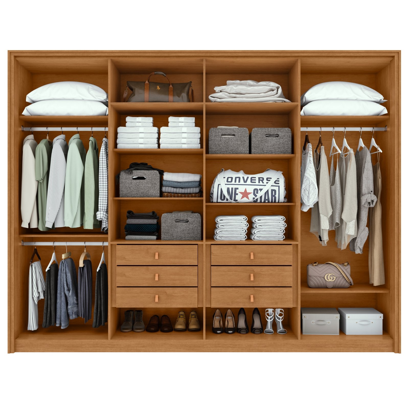 Guarda-Roupa 8 Portas Ergon 2,70 m Amêndoa Clean/Off White - LOPAS - Imagem 2