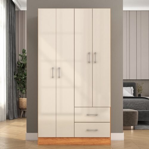 Alternative view of Guarda-Roupa 4 Portas Panamá 4002 0,90 m Cinamomo/Off White – FELLICCI