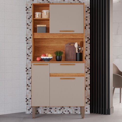 Kit Cozinha Lia 0,83 m Cinamomo/Off White - SALLETO