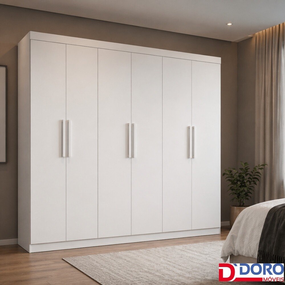 Guarda-roupa Casal 2,05m Colibri Branco 6 Portas 6 Gavetas - D Doro - Imagem 4
