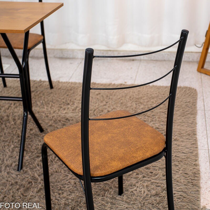 Mesa de Cozinha Belize Tampo MDF 90x58 Naturale com Base Nexus Preto Fosco + 4 Cadeiras Belize Assento em Korino Marrom ( Jambo) | Tubo Minas - Imagem 6