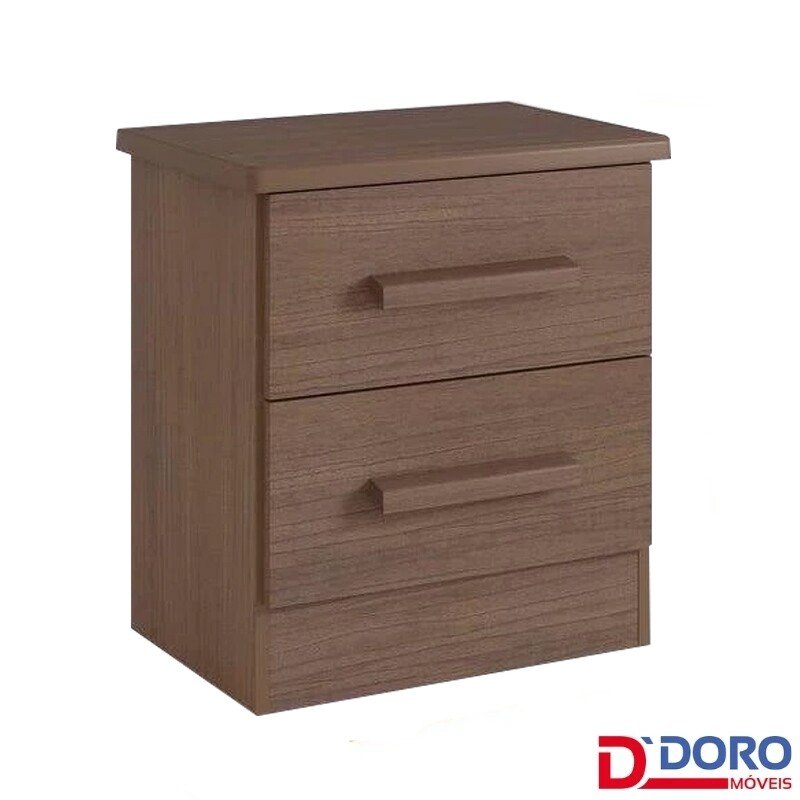 Mesa de Cabeceira New Athos Castanho com 2 Gavetas - D Doro
