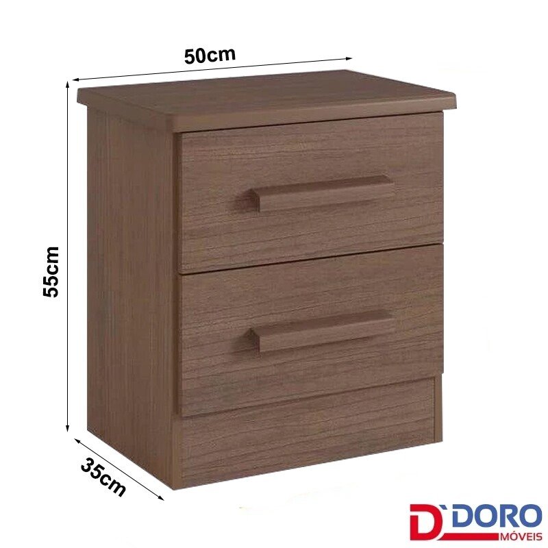 Mesa de Cabeceira New Athos Castanho com 2 Gavetas - D Doro - Imagem 2
