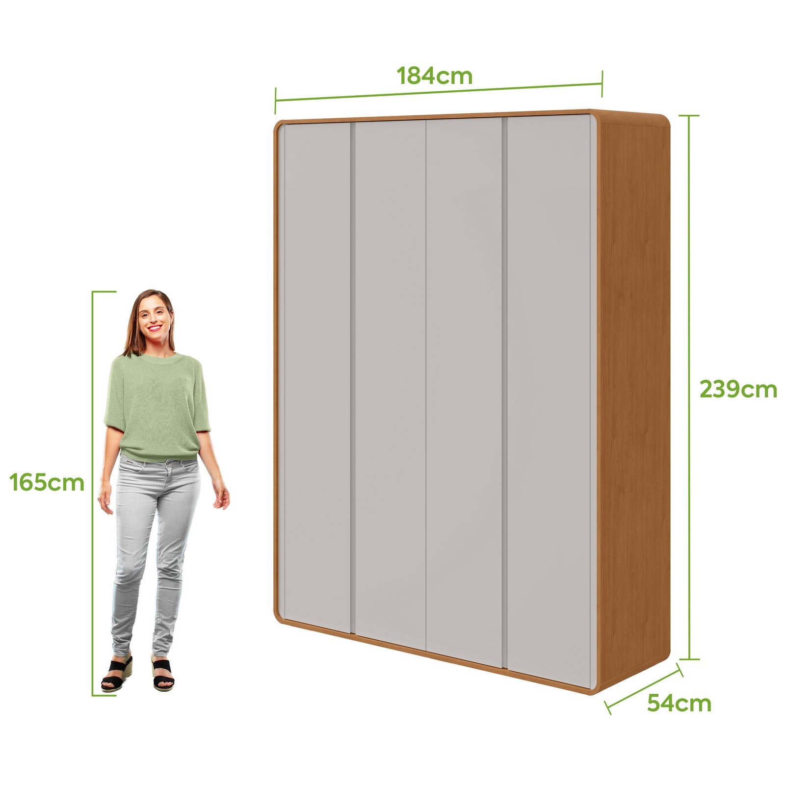 Guarda-Roupa 4 Portas Loop 1,84 m Amêndoa Clean/Off White - LOPAS - Imagem 5