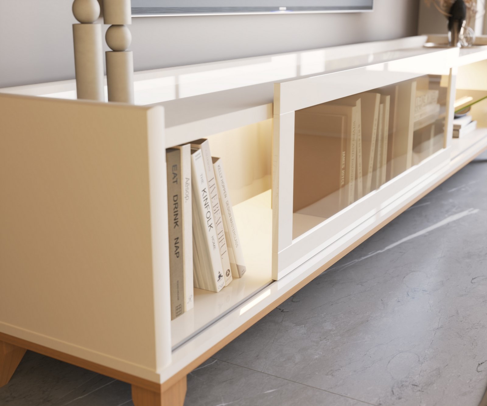 Rack até 75" Vellaro 1.8 Off White - EDN MÓVEIS - Imagem 4
