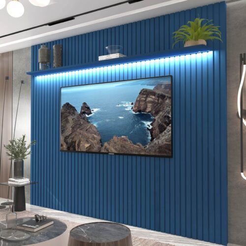 Alternative view of Painel ate 85" Nobre Ripado 230 Azul - GELIUS