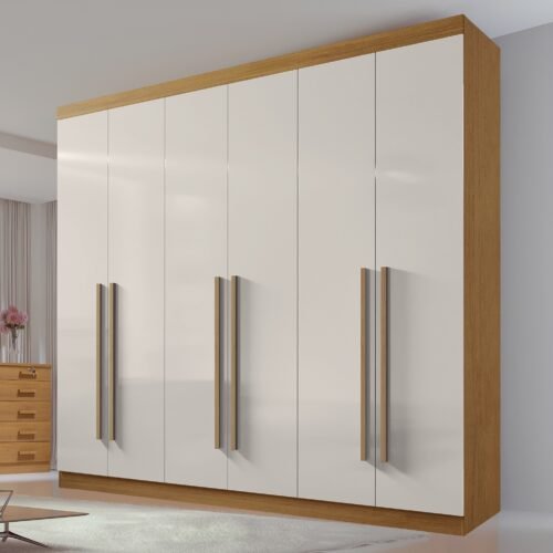 Guarda-Roupa 6 Portas Da Vinci 2,75 m Cinamomo/Off White - D'DORO MÓVEIS