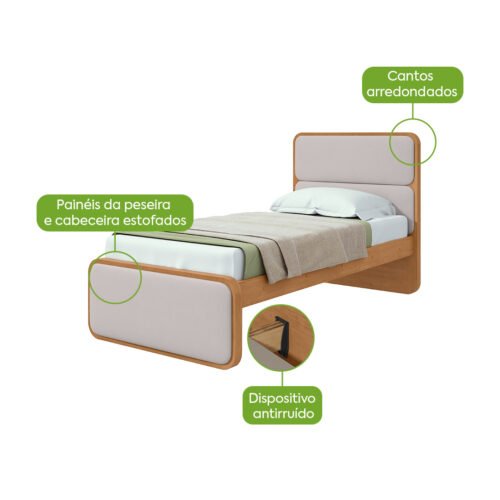 Alternative view of Cama Solteiro Loop Amêndoa Clean - LOPAS