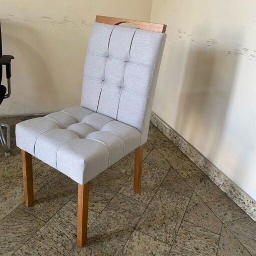 Mesa Sintonia (Tampo Maxi) 170 Amêndoa Clean/Off White com 6 Cadeiras Sophia Linho Cinza Grafite 206 – LOPAS + WM DECOR - Imagem 2